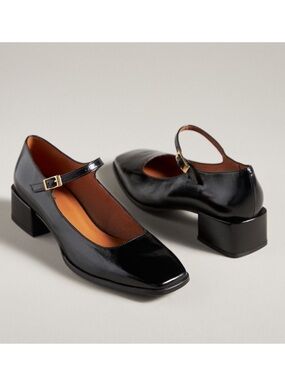 Anthropologie • The Ainsley Leather Mary Jane Block Heels by Maeve